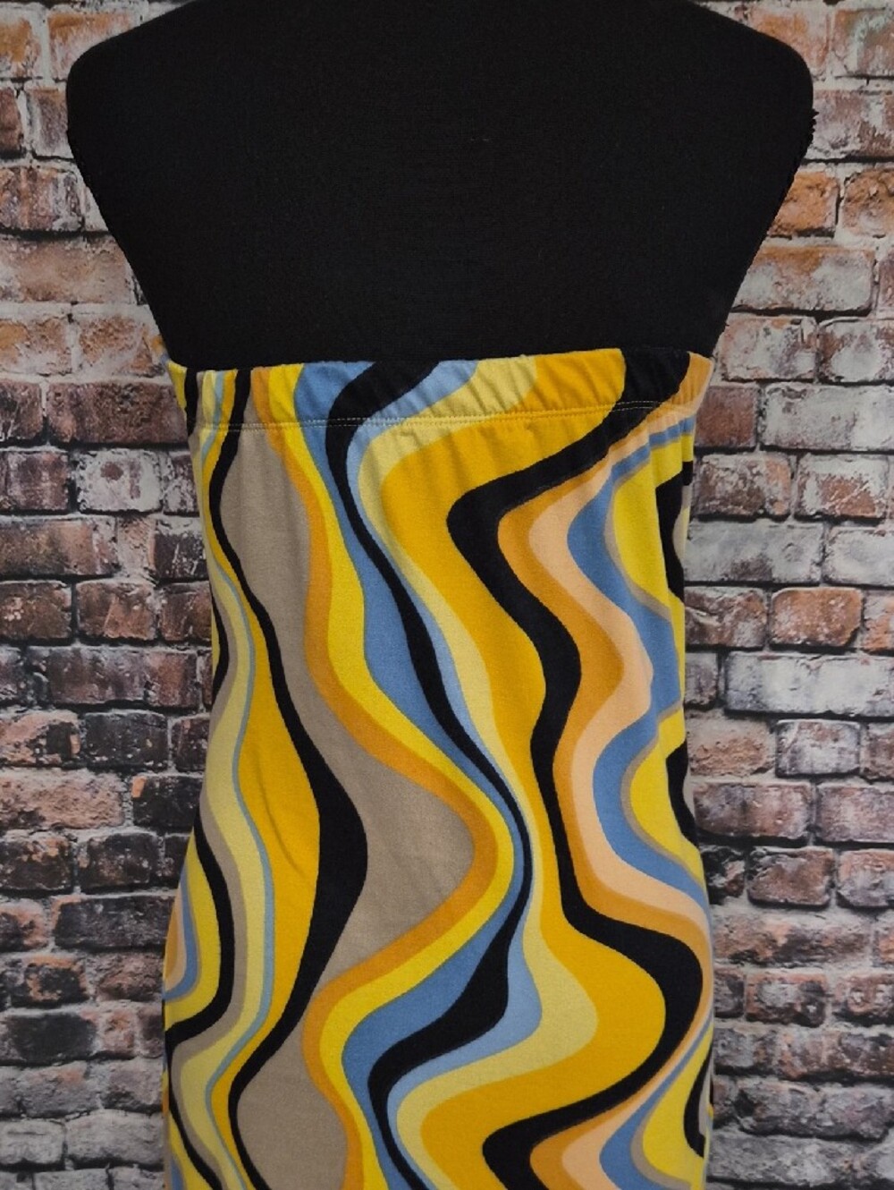 Almost Famous Yellow Blue Black Cream Colorblock Strapless Maxi Dress - Picture 7 of 8